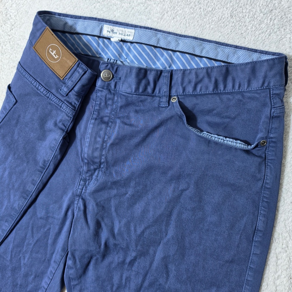Peter Millar Pants Mens 40/34 Blue Stretch Five Pocket ME0B39